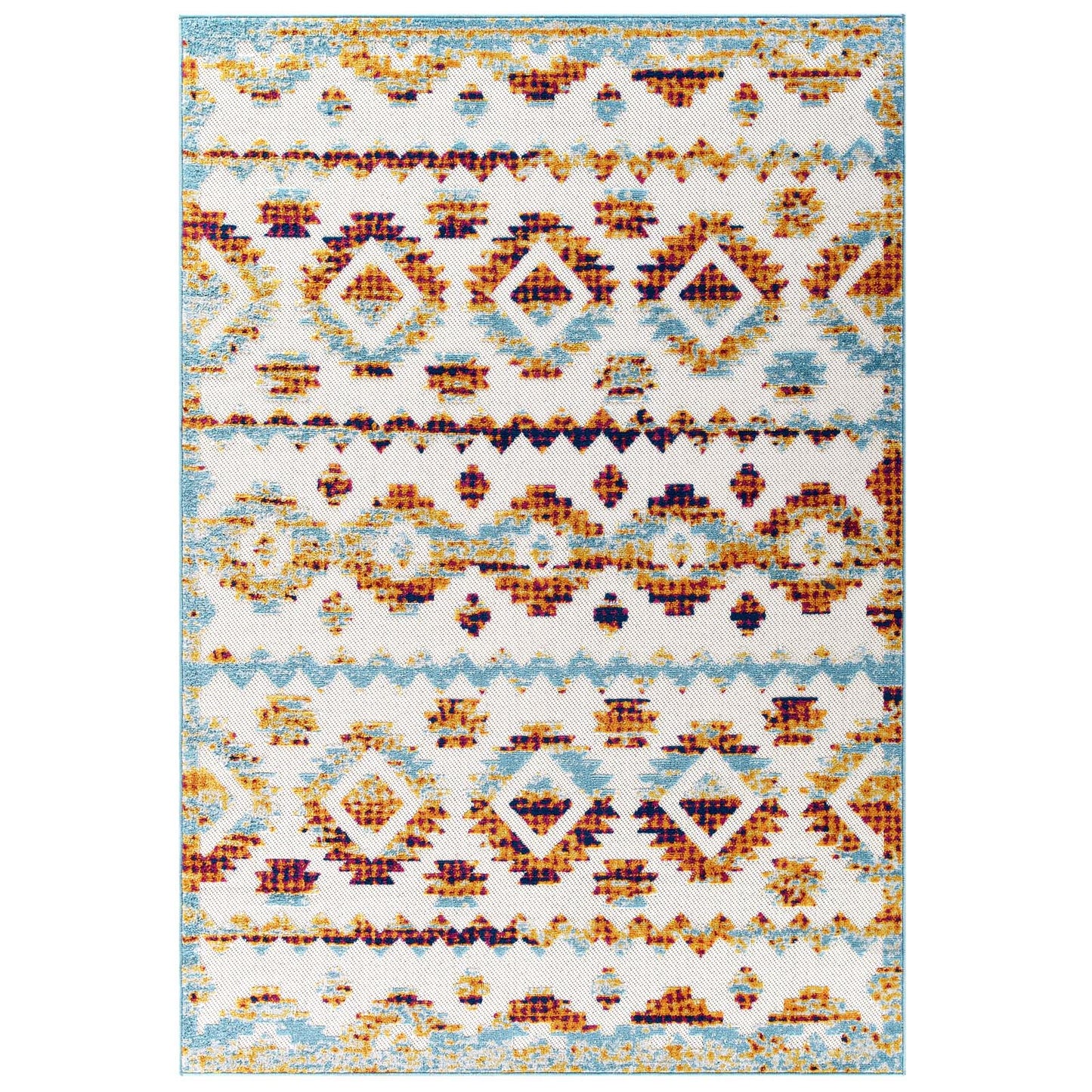 Modway Outlet Reflect Takara Abstract Diamond Moroccan Trellis 8x10 Indoor and Outdoor Area Rug by Modway  Living Room Rugs Multicolored - R-1180B-810