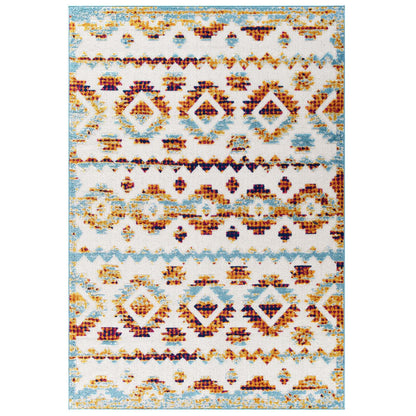 Modway Outlet Reflect Takara Abstract Diamond Moroccan Trellis 8x10 Indoor and Outdoor Area Rug by Modway  Living Room Rugs Multicolored - R-1180B-810