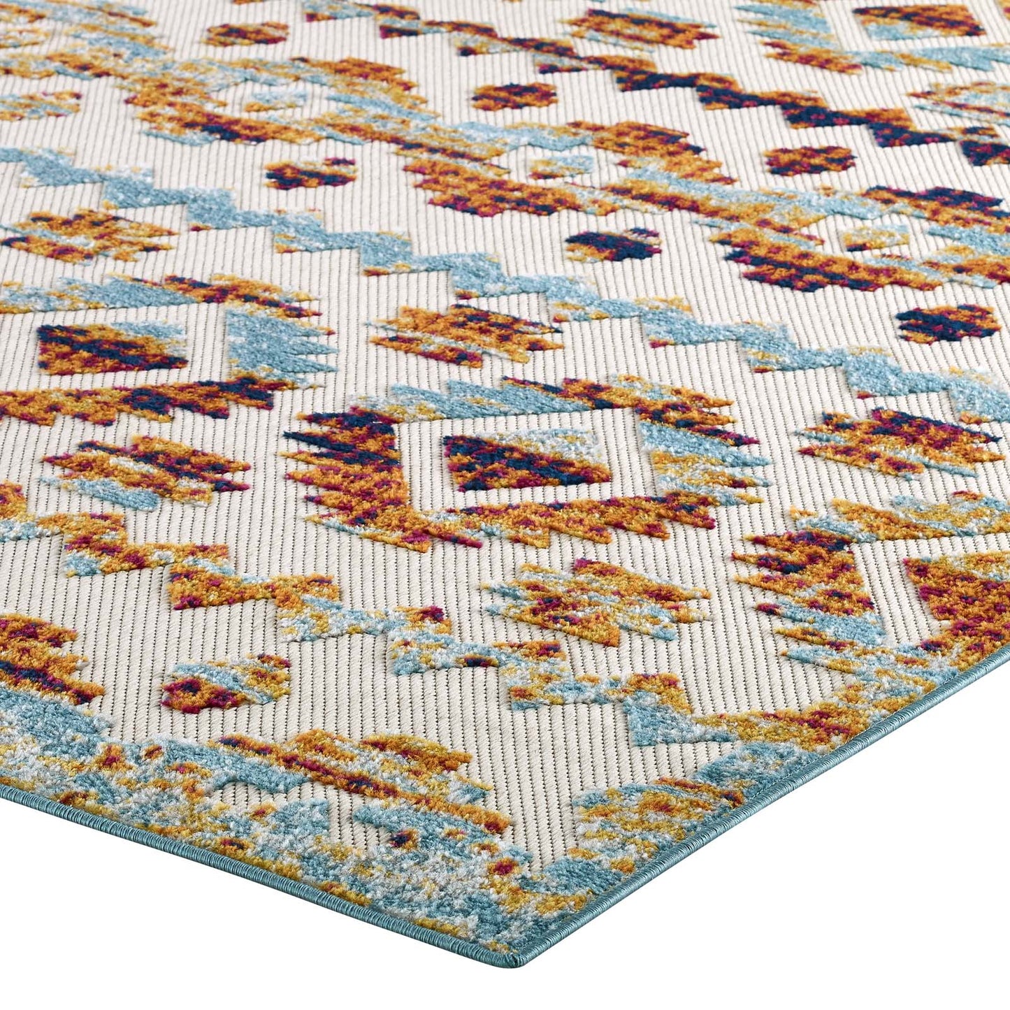 Modway Outlet Reflect Takara Abstract Diamond Moroccan Trellis 8x10 Indoor and Outdoor Area Rug by Modway  Living Room Rugs Multicolored - R-1180B-810