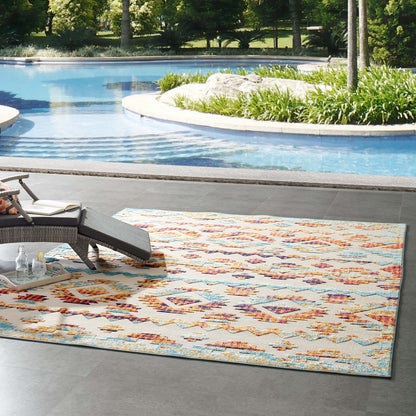 Modway Outlet Reflect Takara Abstract Diamond Moroccan Trellis 8x10 Indoor and Outdoor Area Rug by Modway  Living Room Rugs Multicolored - R-1180B-810