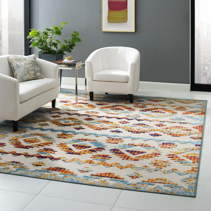 Modway Outlet Reflect Takara Abstract Diamond Moroccan Trellis 8x10 Indoor and Outdoor Area Rug by Modway  Living Room Rugs Multicolored - R-1180B-810