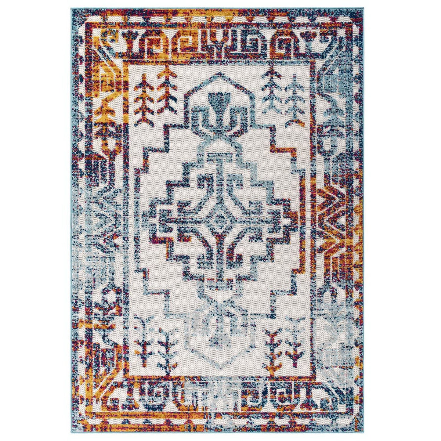 Modway Outlet Reflect Nyssa Distressed Geometric Southwestern Aztec 5x8 Indoor/Outdoor Area Rug by Modway  Living Room Rugs Multicolored - R-1181A-58