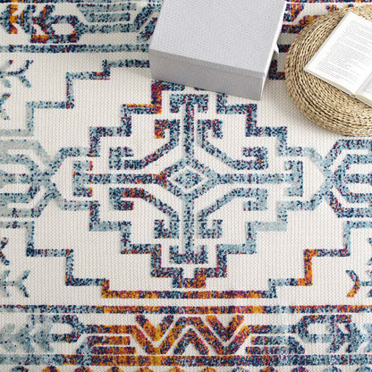 Modway Outlet Reflect Nyssa Distressed Geometric Southwestern Aztec 5x8 Indoor/Outdoor Area Rug by Modway  Living Room Rugs Multicolored - R-1181A-58