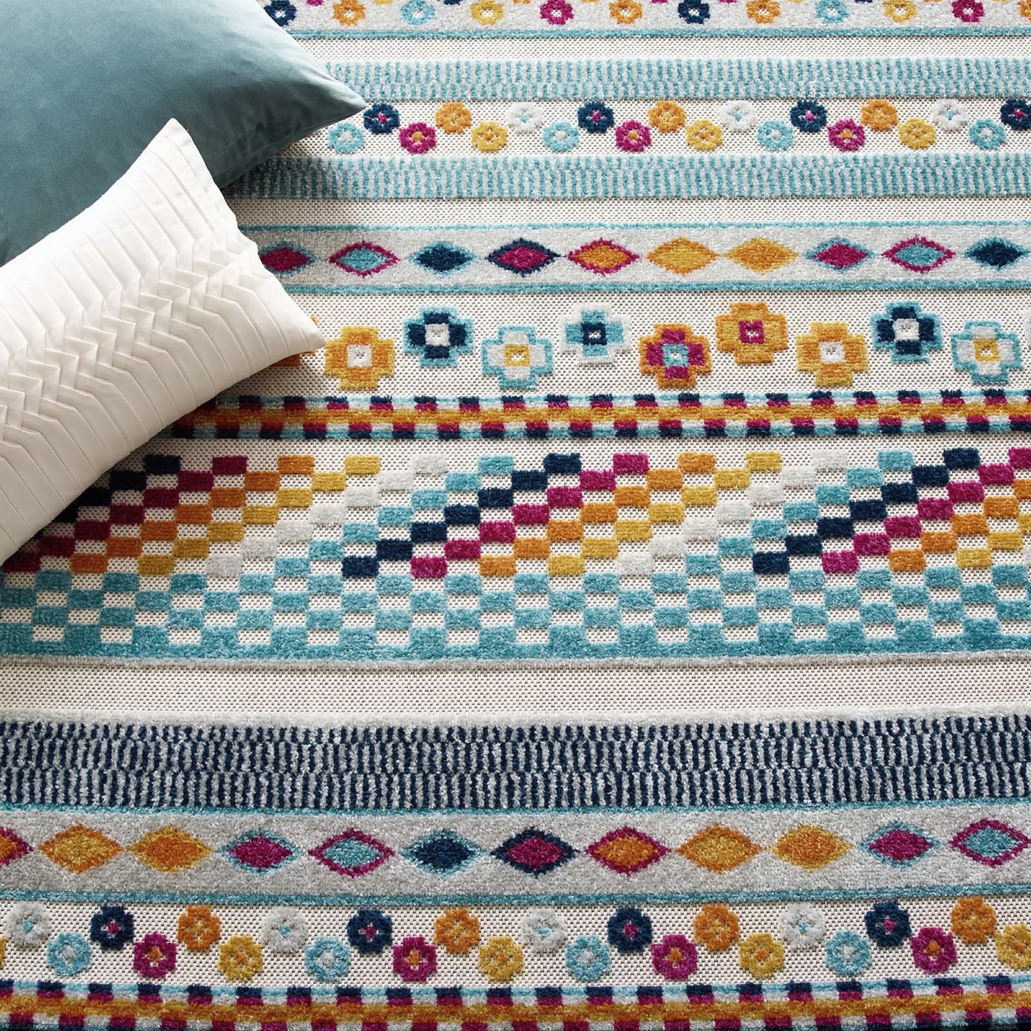 Modway Outlet Reflect Cadhla Vintage Abstract Geometric Lattice 5x8 Indoor and Outdoor Area Rug by Modway  Living Room Rugs Multicolored - R-1182A-58