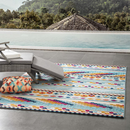 Modway Outlet Reflect Cadhla Vintage Abstract Geometric Lattice 5x8 Indoor and Outdoor Area Rug by Modway  Living Room Rugs Multicolored - R-1182A-58
