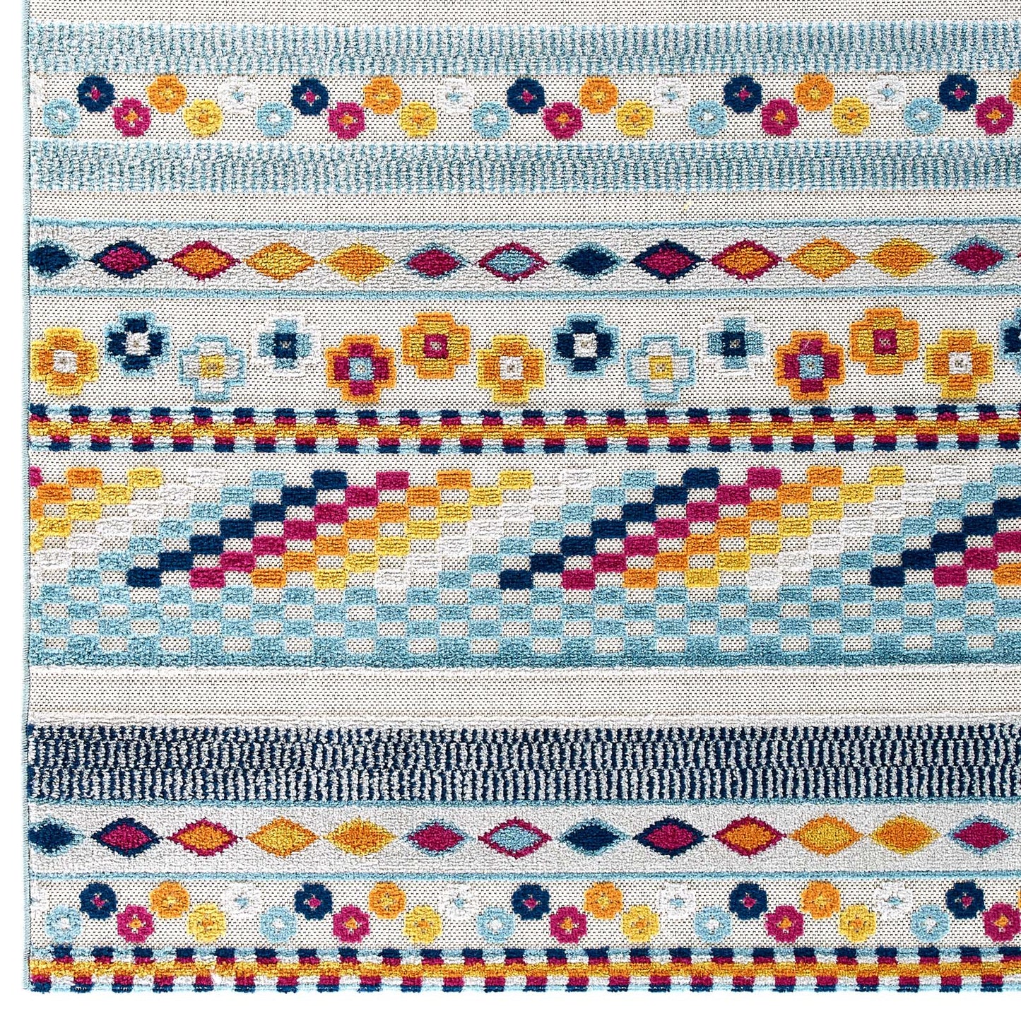 Modway Outlet Reflect Cadhla Vintage Abstract Geometric Lattice 8x10 Indoor and Outdoor Area Rug by Modway  Living Room Rugs Multicolored - R-1182A-810