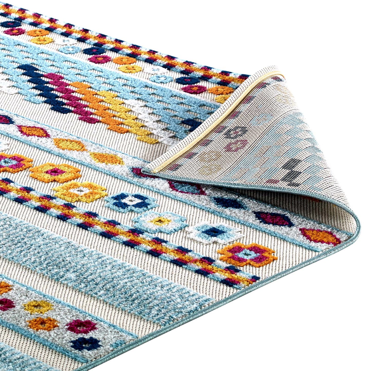 Modway Outlet Reflect Cadhla Vintage Abstract Geometric Lattice 8x10 Indoor and Outdoor Area Rug by Modway  Living Room Rugs Multicolored - R-1182A-810