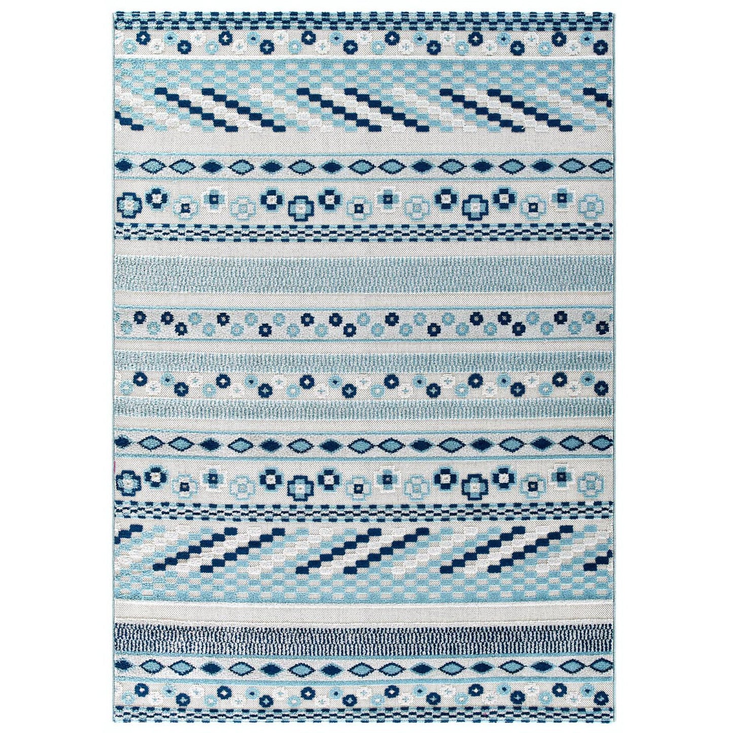Modway Outlet Reflect Cadhla Vintage Abstract Geometric Lattice 5x8 Indoor and Outdoor Area Rug by Modway  Living Room Rugs Ivory and Blue - R-1182B-58