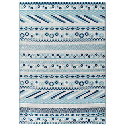 Modway Outlet Reflect Cadhla Vintage Abstract Geometric Lattice 5x8 Indoor and Outdoor Area Rug by Modway  Living Room Rugs Ivory and Blue - R-1182B-58