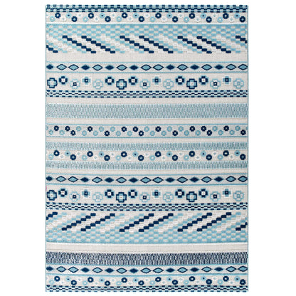 Modway Outlet Reflect Cadhla Vintage Abstract Geometric Lattice 8x10 Indoor and Outdoor Area Rug by Modway  Living Room Rugs Ivory and Blue - R-1182B-810