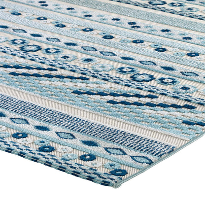 Modway Outlet Reflect Cadhla Vintage Abstract Geometric Lattice 8x10 Indoor and Outdoor Area Rug by Modway  Living Room Rugs Ivory and Blue - R-1182B-810