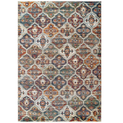 Modway Outlet Tribute Azalea Distressed Vintage Floral Lattice 8x10 Area Rug by Modway  Living Room Rugs Multicolored - R-1185A-810