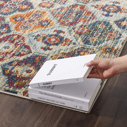 Modway Outlet Tribute Azalea Distressed Vintage Floral Lattice 8x10 Area Rug by Modway  Living Room Rugs Multicolored - R-1185A-810