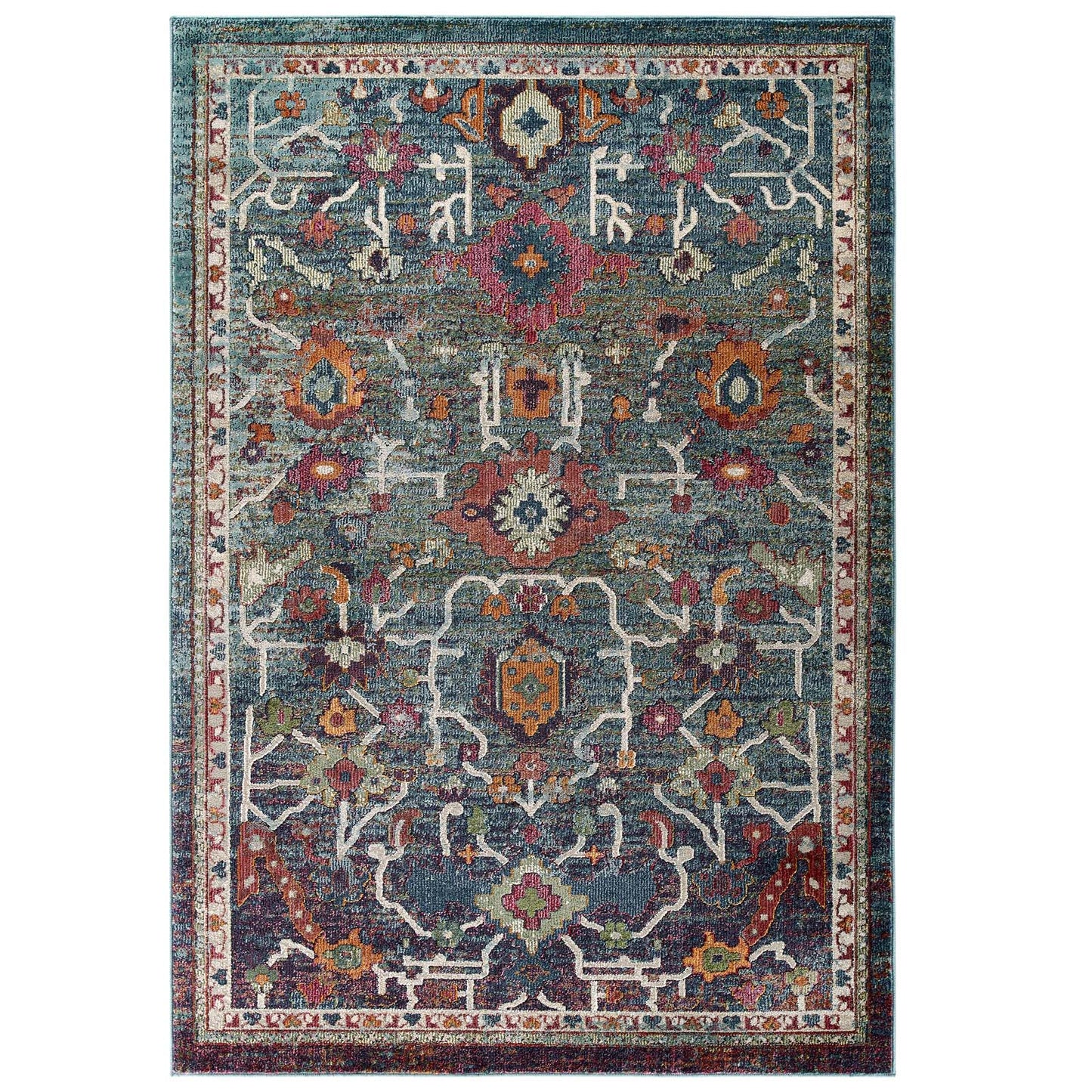 Modway Outlet Tribute Every Distressed Vintage Floral 5x8 Area Rug by Modway  Living Room Rugs Multicolored - R-1186A-58