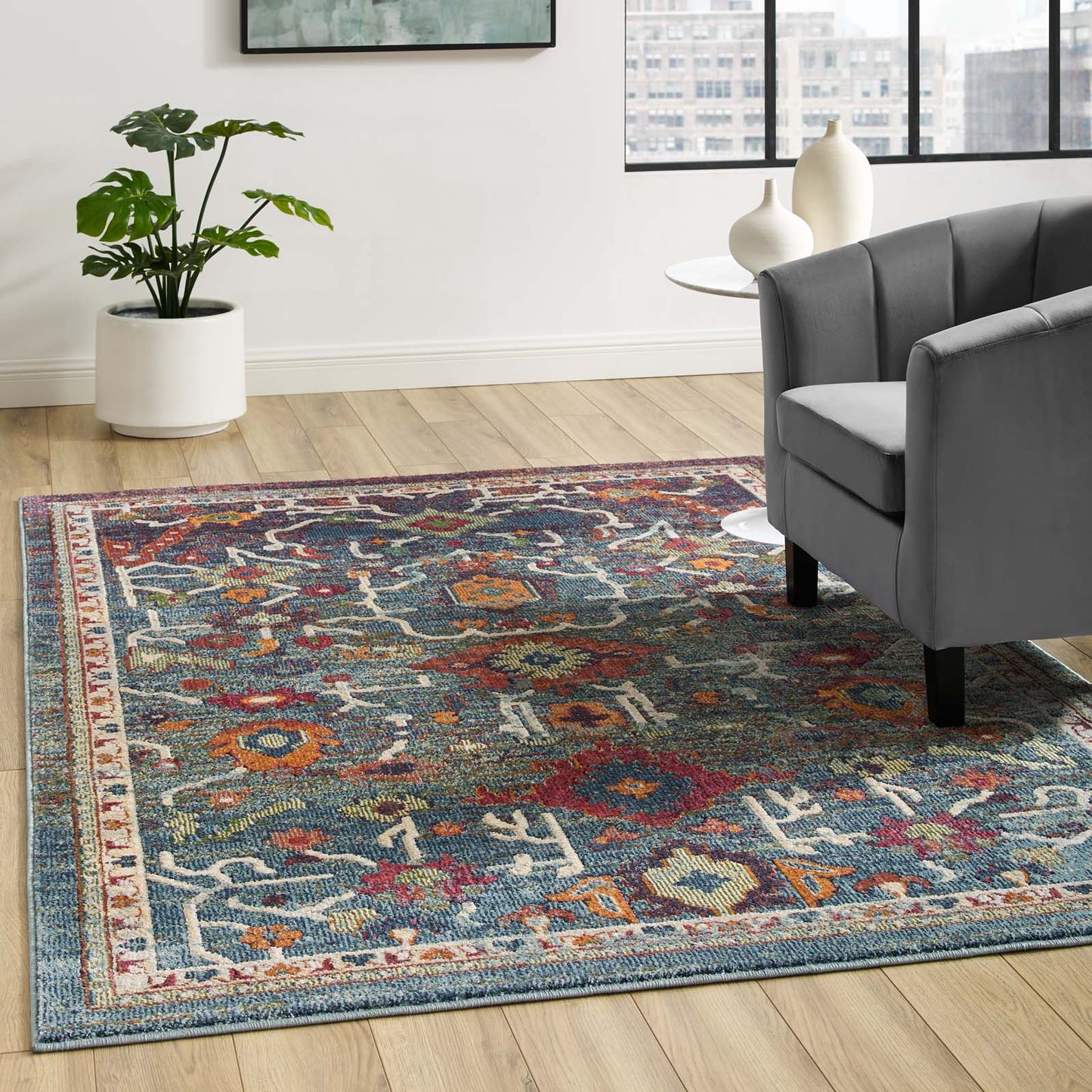 Modway Outlet Tribute Every Distressed Vintage Floral 5x8 Area Rug by Modway  Living Room Rugs Multicolored - R-1186A-58