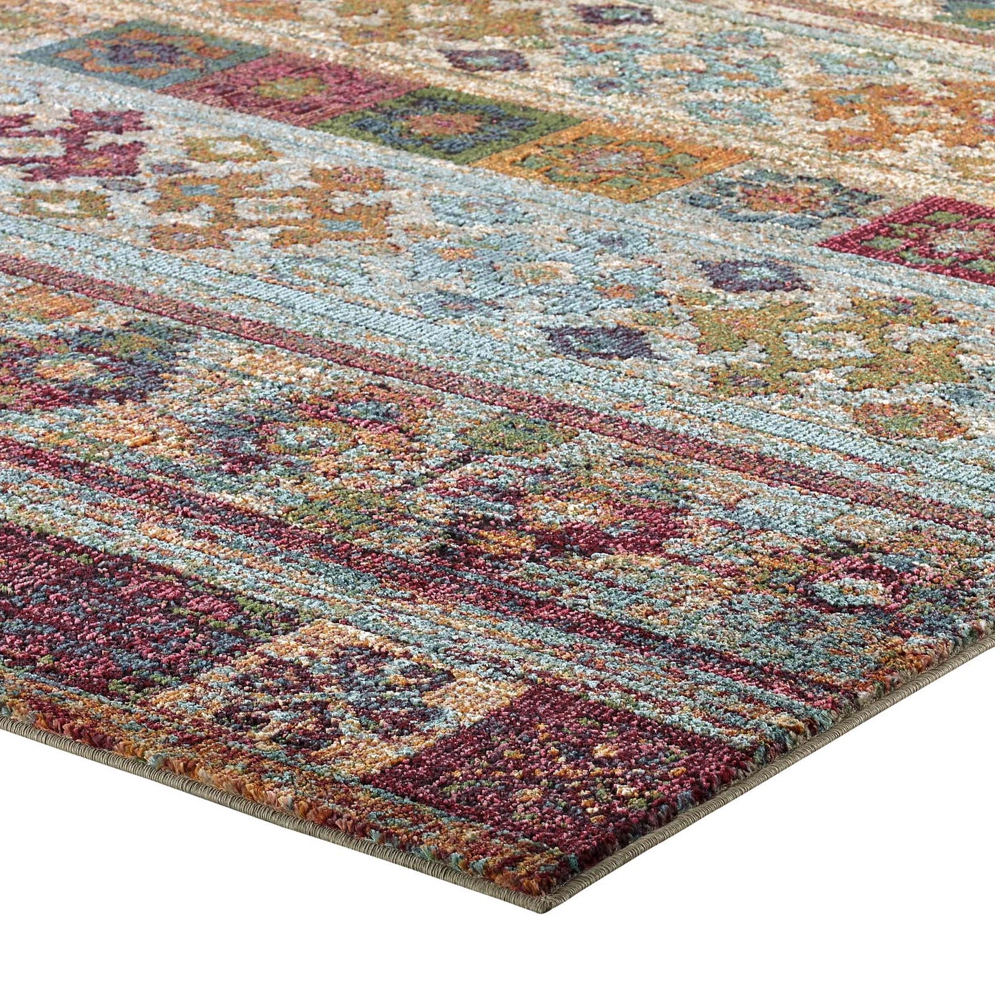 Modway Outlet Tribute Nala Distressed Vintage Floral Lattice 8x10 Area Rug by Modway  Living Room Rugs Multicolored - R-1187A-810