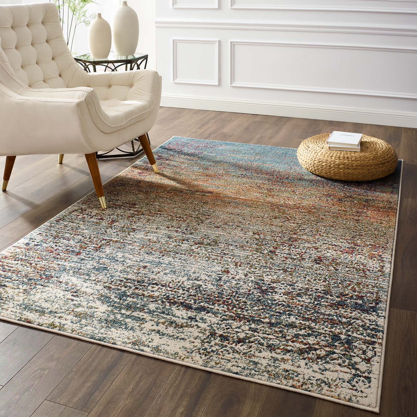 Modway Outlet Tribute Jacinda Rustic Distressed Vintage Lattice 5x8 Area Rug by Modway  Living Room Rugs Multicolored - R-1188A-58
