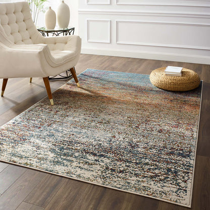 Modway Outlet Tribute Jacinda Rustic Distressed Vintage Lattice 5x8 Area Rug by Modway  Living Room Rugs Multicolored - R-1188A-58