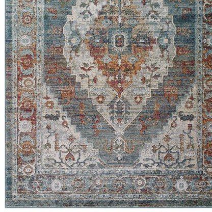 Modway Outlet Tribute Camellia Distressed Vintage Floral Vintage Medallion 5x8 Area Rug by Modway  Living Room Rugs Multicolored - R-1189A-58