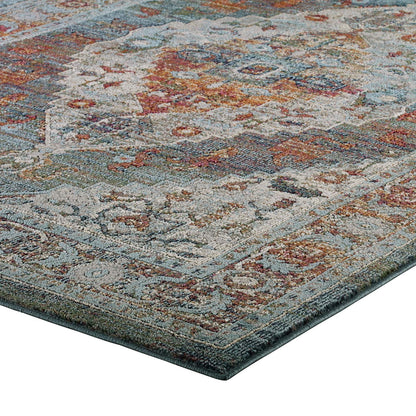 Modway Outlet Tribute Camellia Distressed Vintage Floral Vintage Medallion 5x8 Area Rug by Modway  Living Room Rugs Multicolored - R-1189A-58