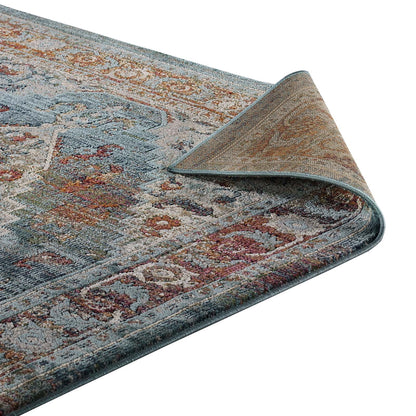 Modway Outlet Tribute Camellia Distressed Vintage Floral Vintage Medallion 8x10 Area Rug by Modway  Living Room Rugs Multicolored - R-1189A-810