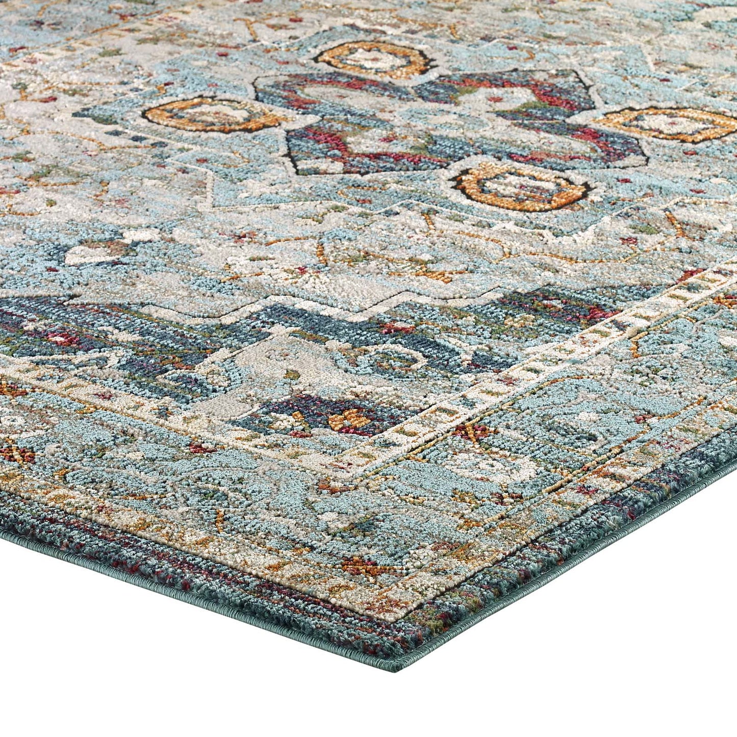 Modway Outlet Tribute Diantha Distressed Vintage Floral Vintage Medallion 8x10 Area Rug by Modway  Living Room Rugs Multicolor - R-1190A-810
