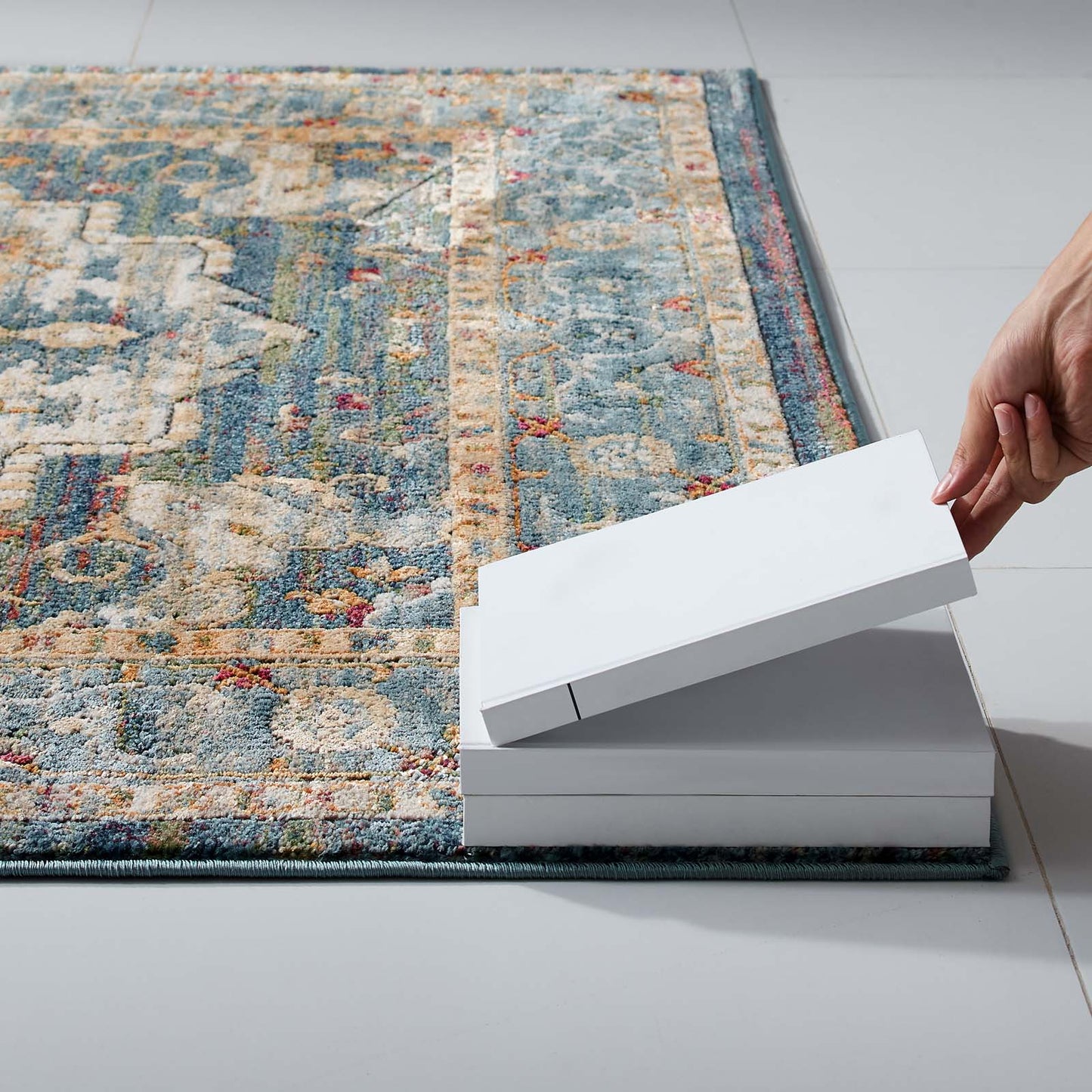 Modway Outlet Tribute Diantha Distressed Vintage Floral Vintage Medallion 8x10 Area Rug by Modway  Living Room Rugs Multicolor - R-1190A-810