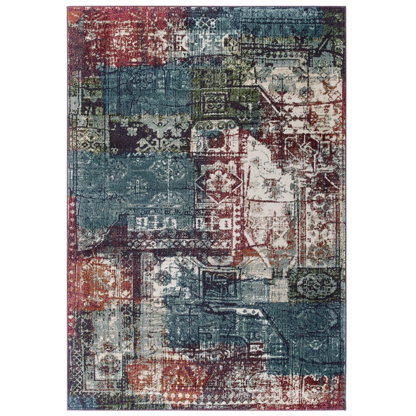 Modway Outlet Tribute Elowen Contemporary Modern Vintage Mosaic 5x8 Area Rug by Modway  Living Room Rugs Multicolored - R-1191A-58