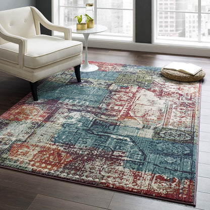 Modway Outlet Tribute Elowen Contemporary Modern Vintage Mosaic 5x8 Area Rug by Modway  Living Room Rugs Multicolored - R-1191A-58