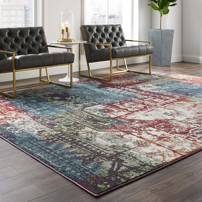 Modway Outlet Tribute Elowen Contemporary Modern Vintage Mosaic 8x10 Area Rug by Modway  Living Room Rugs Multicolored - R-1191A-810