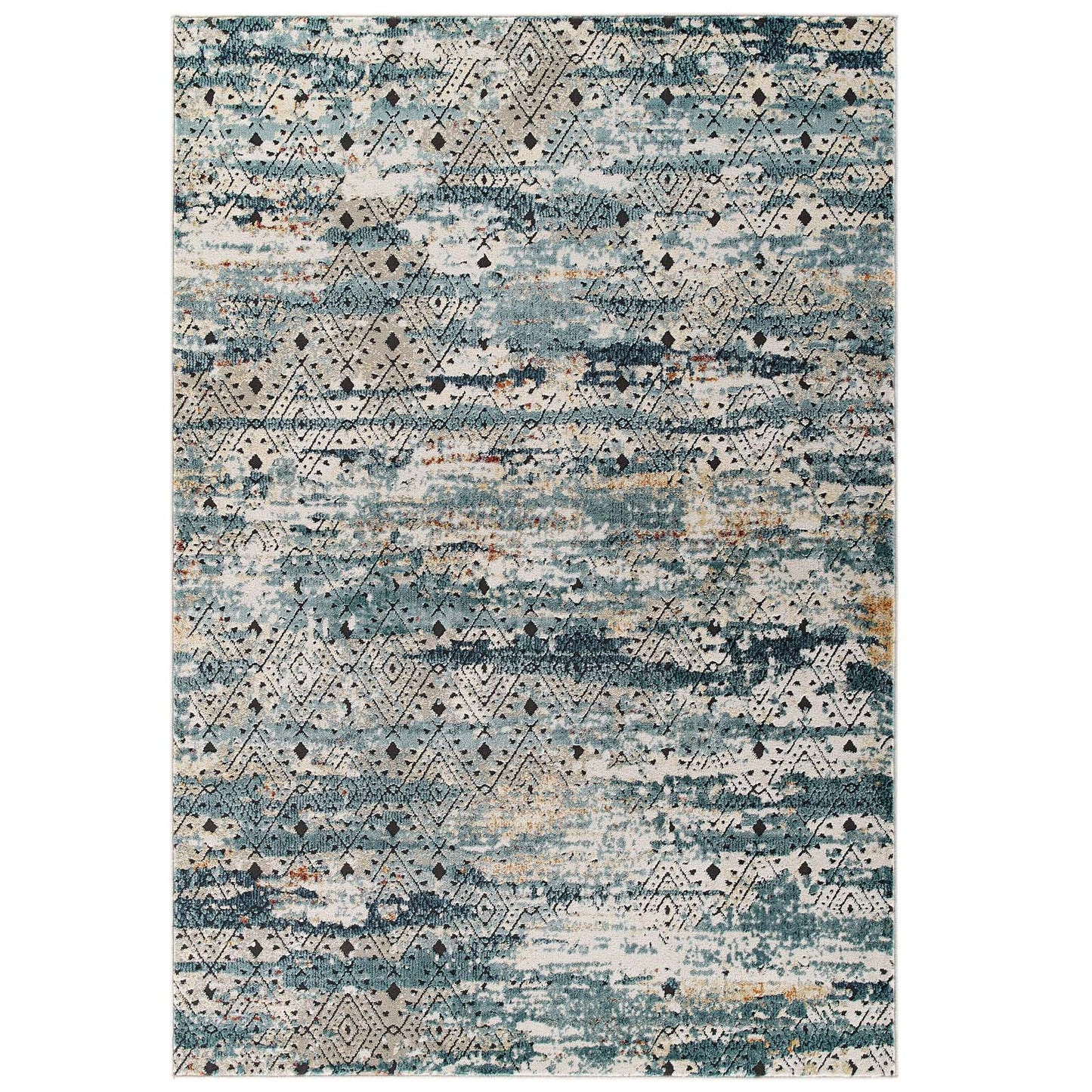 Modway Outlet Tribute Eisley Rustic Distressed Transitional Diamond Lattice 5x8 Area Rug by Modway  Living Room Rugs Multicolored - R-1192A-58