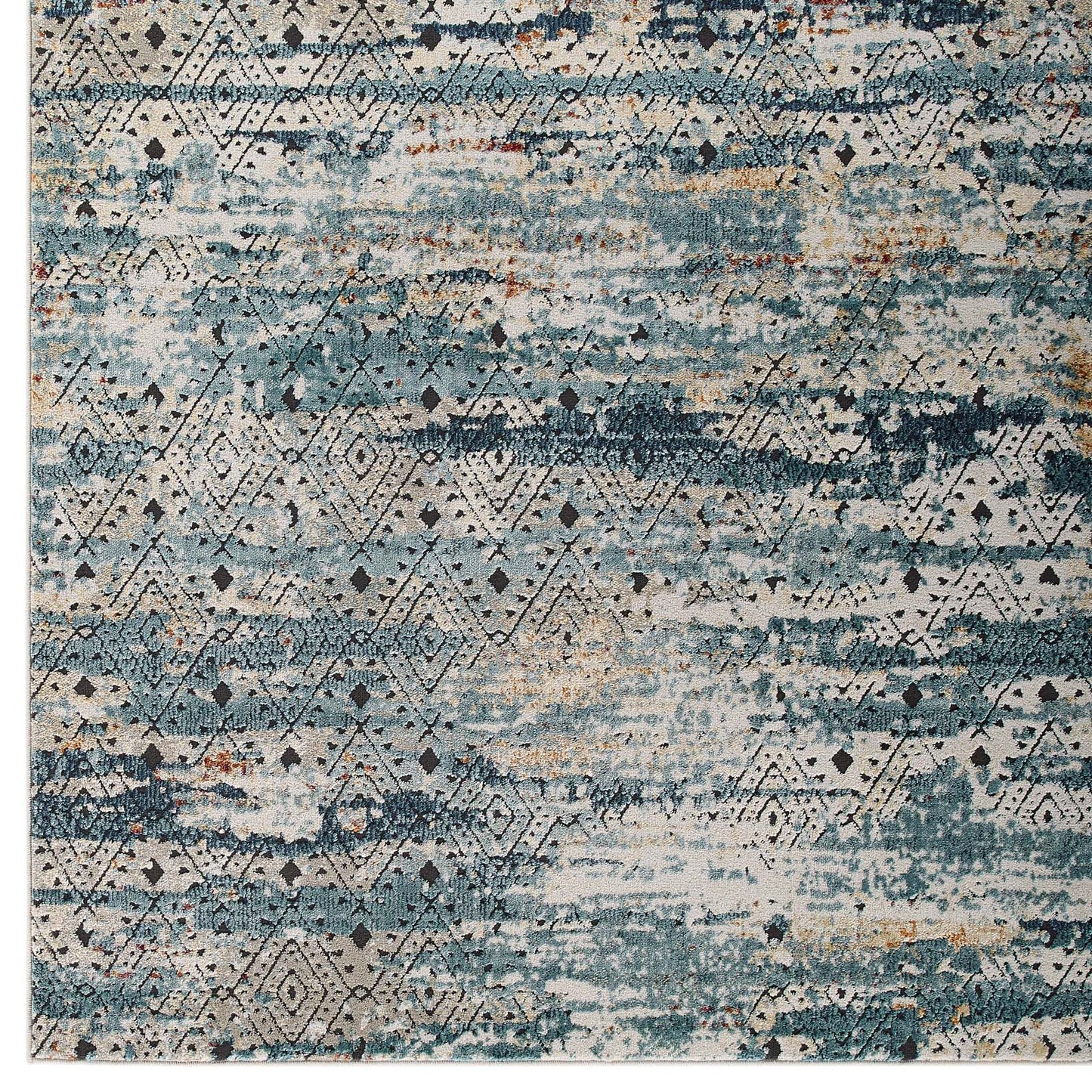 Modway Outlet Tribute Eisley Rustic Distressed Transitional Diamond Lattice 5x8 Area Rug by Modway  Living Room Rugs Multicolored - R-1192A-58