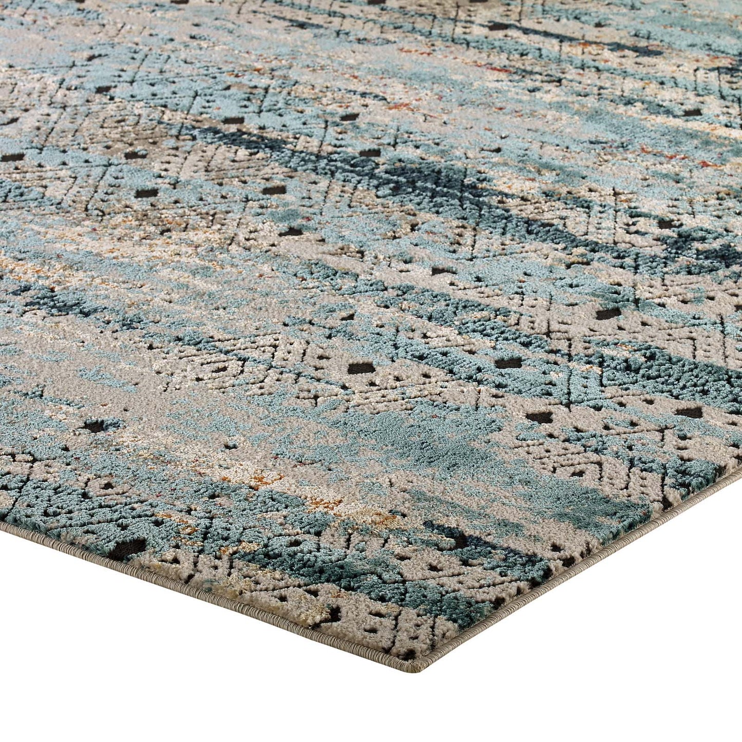 Modway Outlet Tribute Eisley Rustic Distressed Transitional Diamond Lattice 5x8 Area Rug by Modway  Living Room Rugs Multicolored - R-1192A-58
