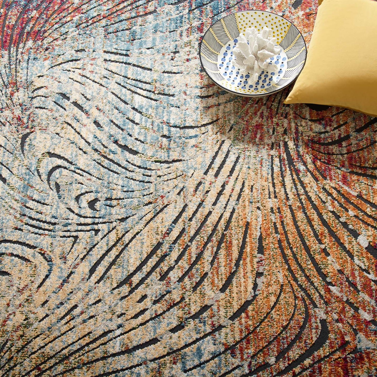 Modway Outlet Tribute Ember Contemporary Modern Vintage Mosaic 5x8 Area Rug by Modway  Living Room Rugs Multicolored - R-1193A-58