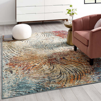 Modway Outlet Tribute Ember Contemporary Modern Vintage Mosaic 5x8 Area Rug by Modway  Living Room Rugs Multicolored - R-1193A-58