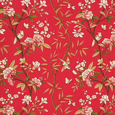 G P & J BAKER PRINT FLORA & FAUNA RED,,   - R1368.1.0