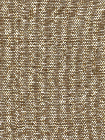 Close-up of brown tweed fabric with cream specks and a coarse woven texture.