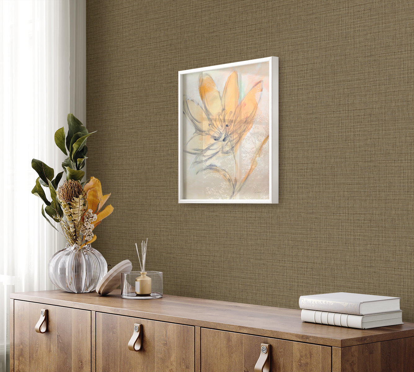 Seabrook Designs  Harvest Twine Faux Weave Contemporary Browns, Taupes   - RA40108