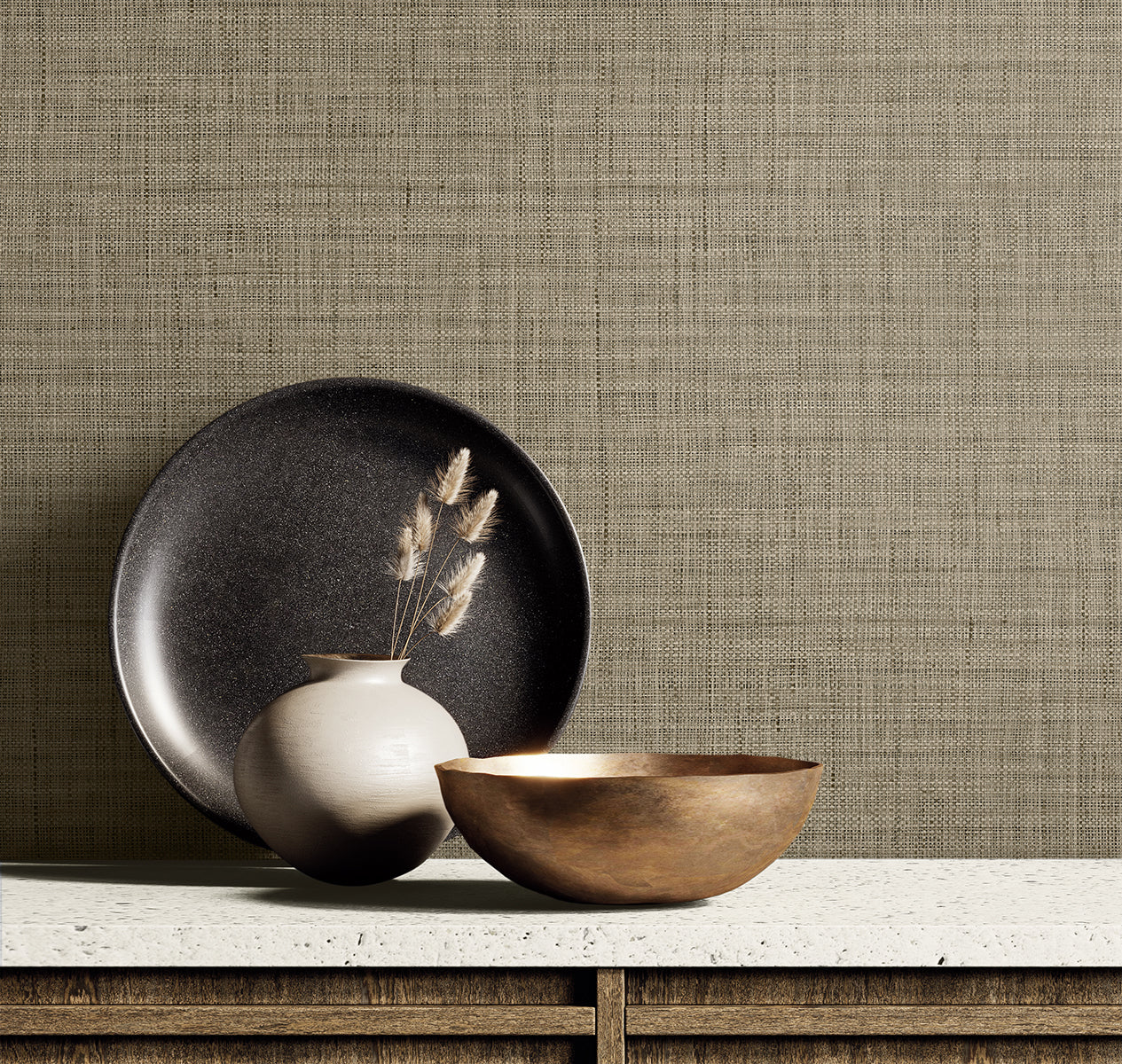 Seabrook Designs  Harvest Twine Faux Weave Contemporary Browns, Taupes   - RA40135