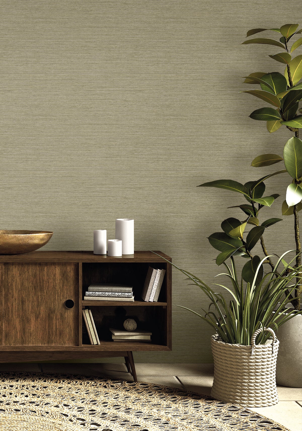 Seabrook Designs  Threaded Faux Linen Contemporary Warm Neutrals, Beiges   - RA40911