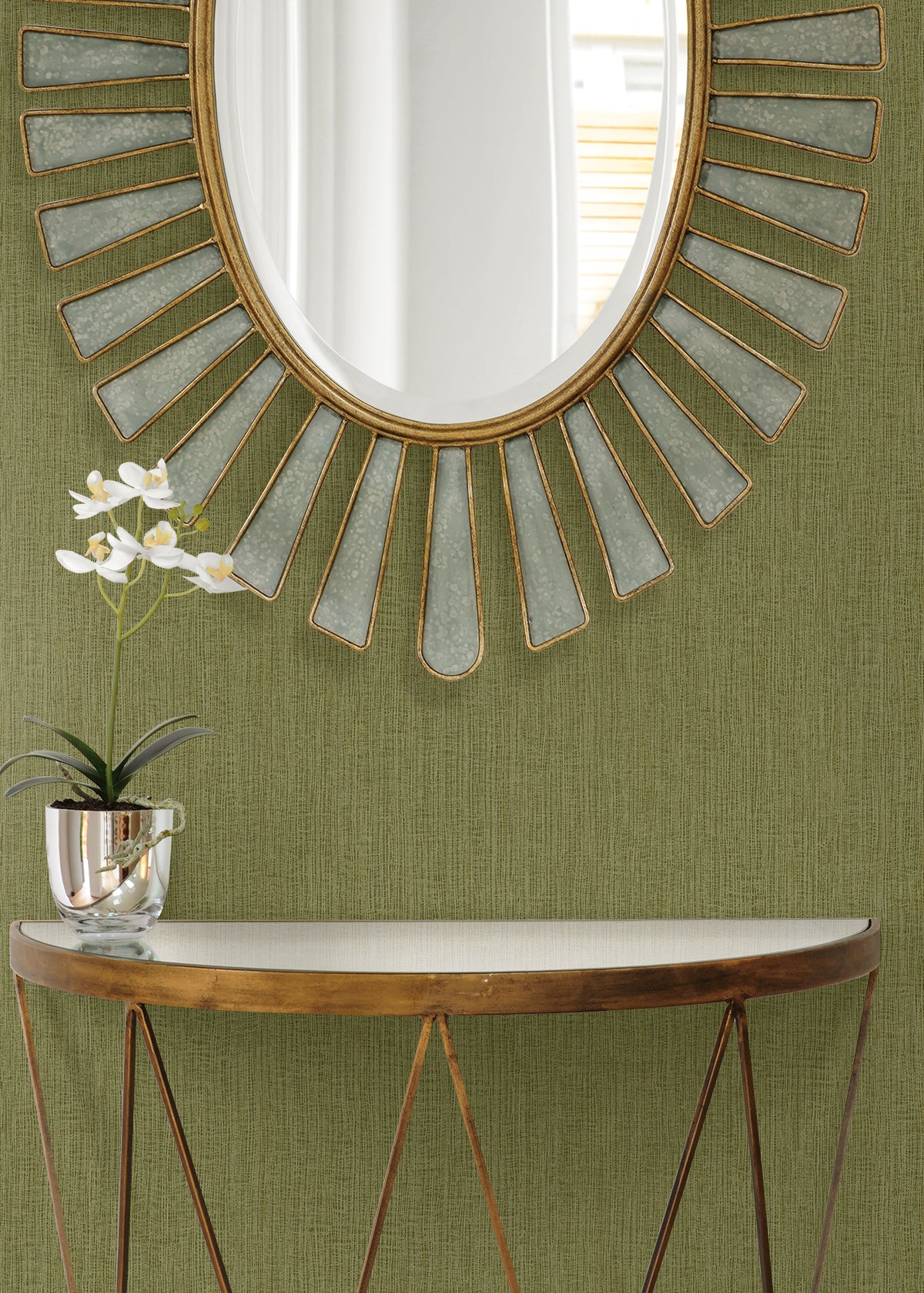 Seabrook Designs  Natural Tether Stria Contemporary Greens   - RA41516