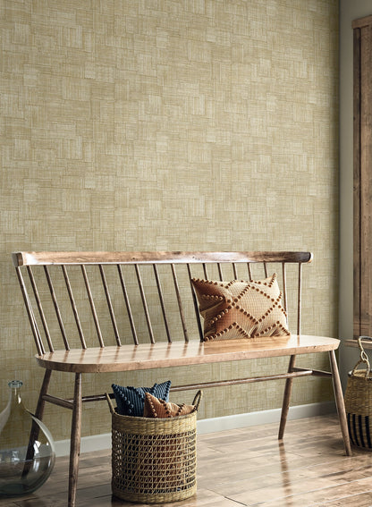 Seabrook Designs  Woven Blocks Faux Weave Contemporary Warm Neutrals, Beiges   - RA41705