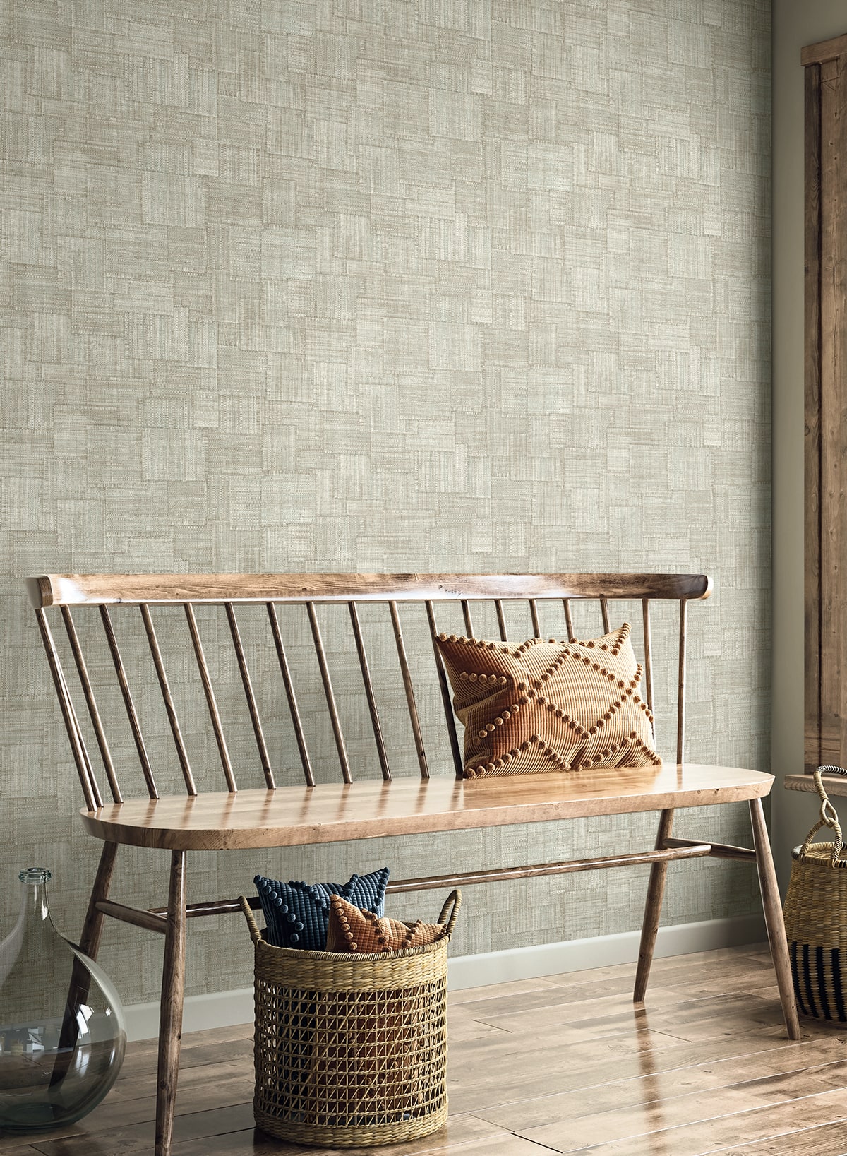 Seabrook Designs  Woven Blocks Faux Weave Contemporary Cool Neutrals   - RA41708