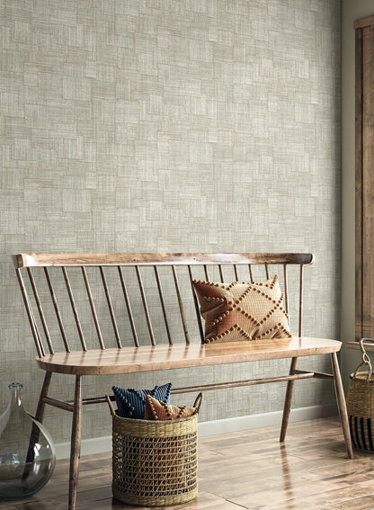 Seabrook Designs  Woven Blocks Faux Weave Contemporary Cool Neutrals   - RA41708