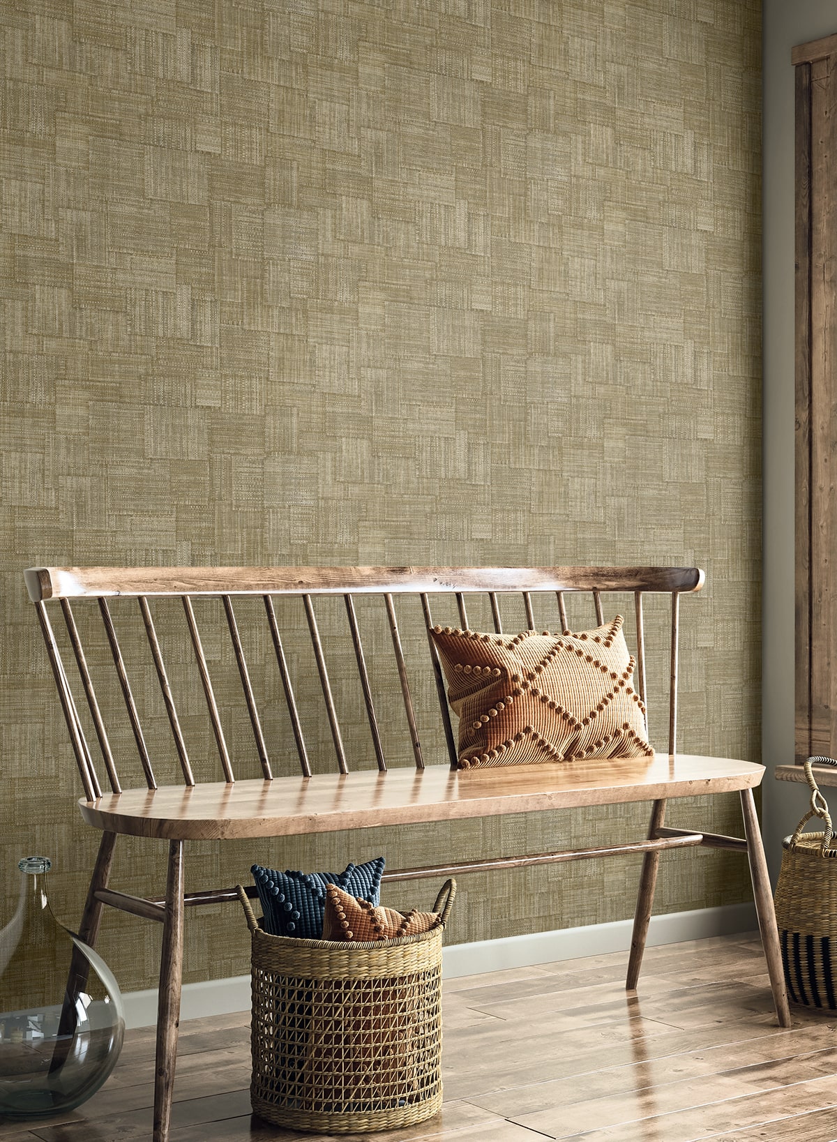 Seabrook Designs  Woven Blocks Faux Weave Contemporary Browns, Taupes   - RA41712