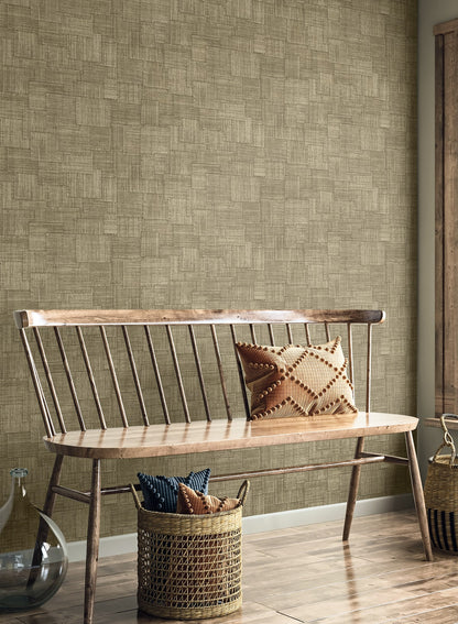 Seabrook Designs  Woven Blocks Faux Weave Contemporary Browns, Taupes   - RA41715