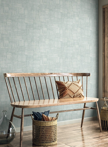 Seabrook Designs  Woven Blocks Faux Weave Contemporary Blues   - RA41716