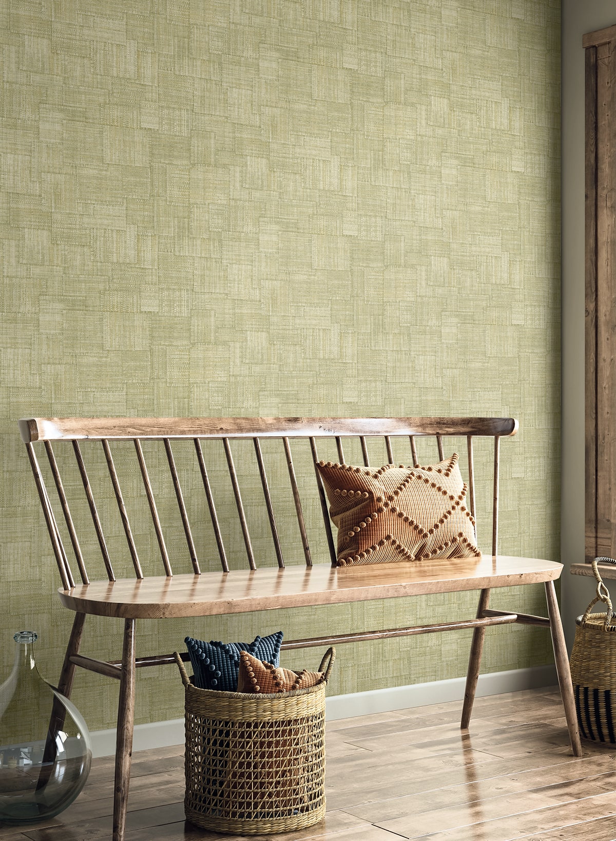 Seabrook Designs  Woven Blocks Faux Weave Contemporary Warm Neutrals, Beiges   - RA41717