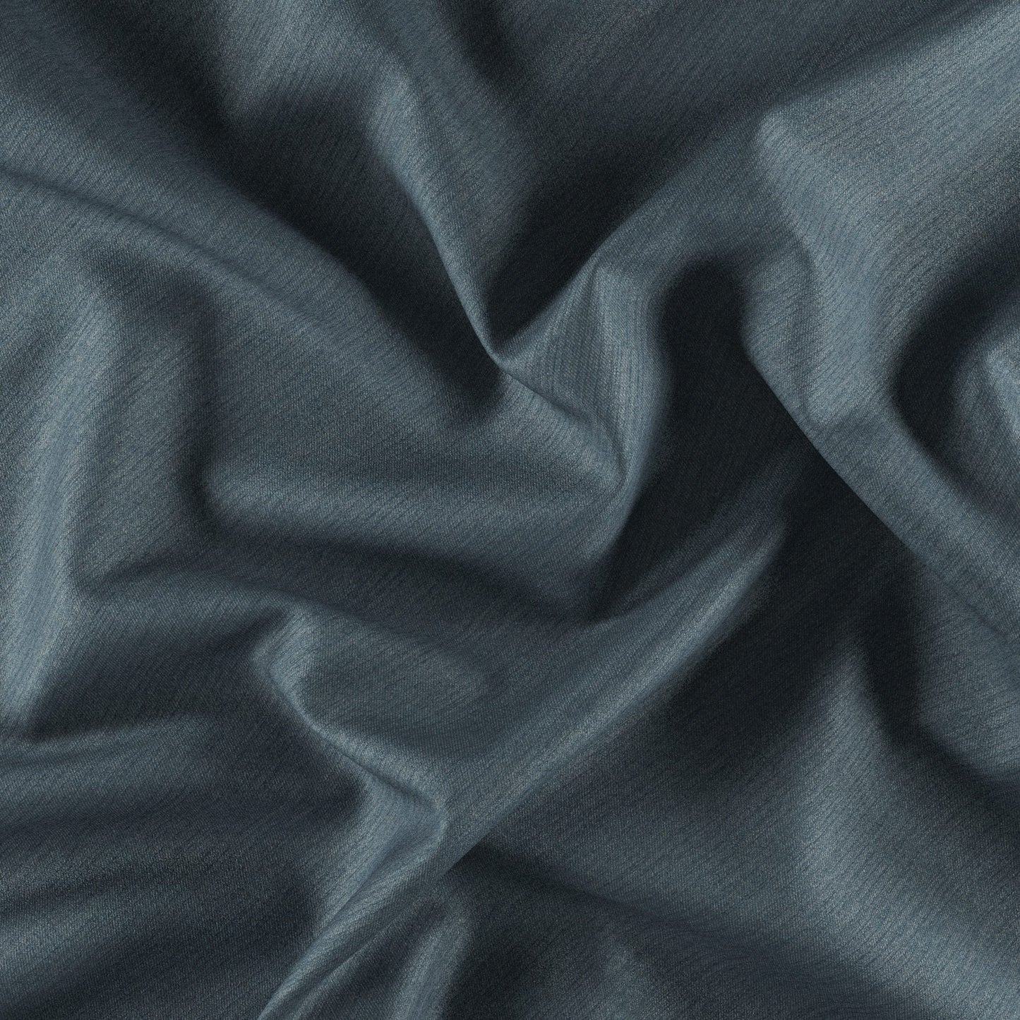 Dark blue-gray dimout fabric with soft folds and subtle texture.