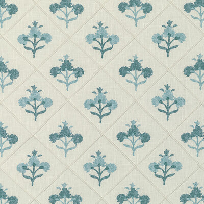 KRAVET BASICS PRINT  WHITE,TEAL,MINERAL   - RAJAFLOWER.135.0